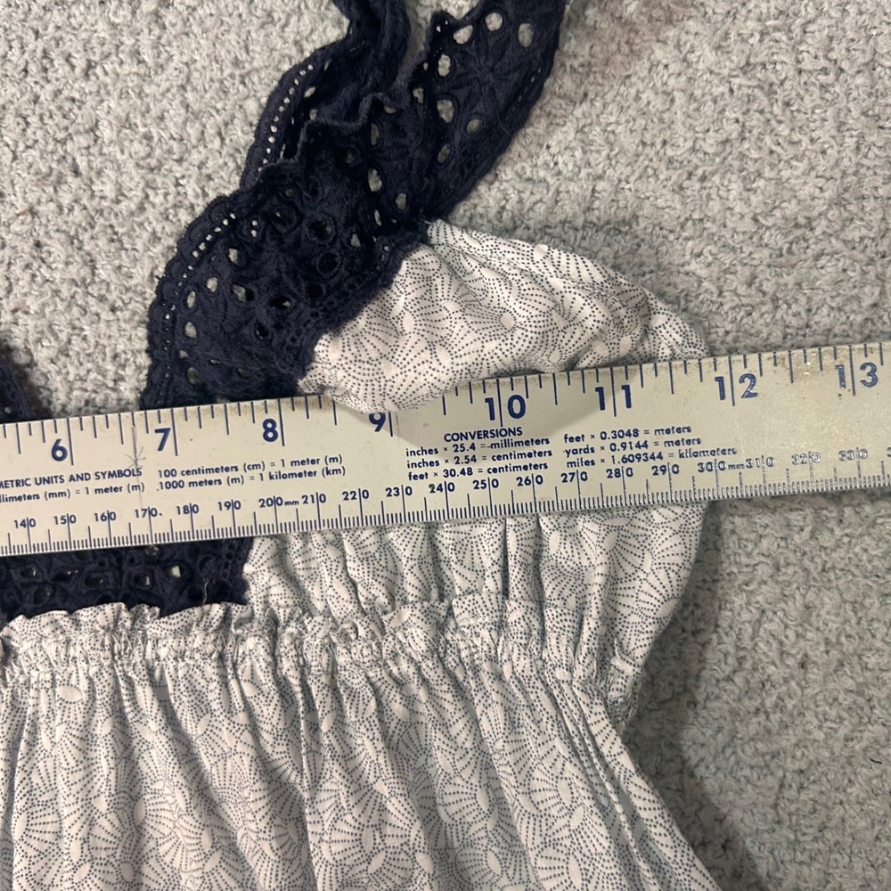 Abercrombie Babydoll Camisole Small Eyelet Navy Lace Y2K Coquette Boho 2000s - Picture 8 of 16